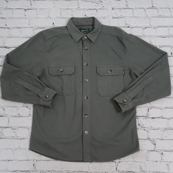 Woolrich Heavy Weight Chamois Flannel Shirt Gray Medium - Picture 3 of 12